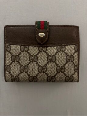 Vintage Gucci Sherry Line Monogram Bifold Wallet - Brown/Tan